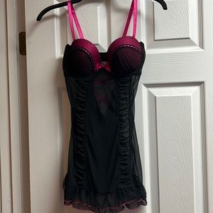 Sexy corset type lingerie, black & pink, rampage